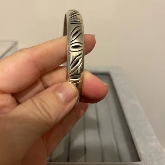 Silver Engraved Bangle Bracelet - Picture 2 of 3